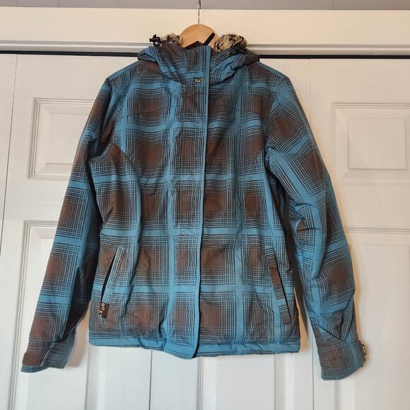 Roxy Jackets & Blazers - Roxy plaid snowboarding ski snow mobile jacket coat fur